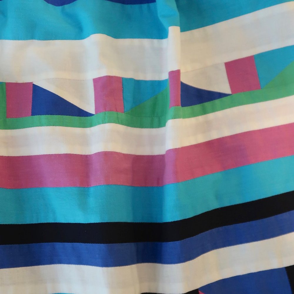 Vintage Patchwork Skirt Colorful Geometric Pattern - Picture 3 of 8